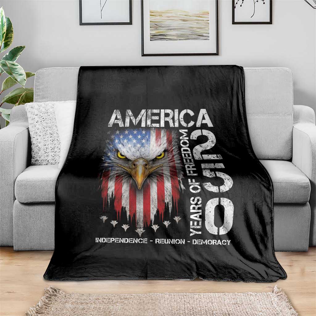 America 250 Years Of Freedom Throw Blanket USA Anniversary Bald Eagle Patriotic Jets TS11 Print Your Wear