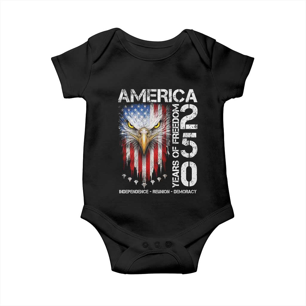 America 250 Years Of Freedom Baby Onesie USA Anniversary Bald Eagle Patriotic Jets TS11 Black Print Your Wear