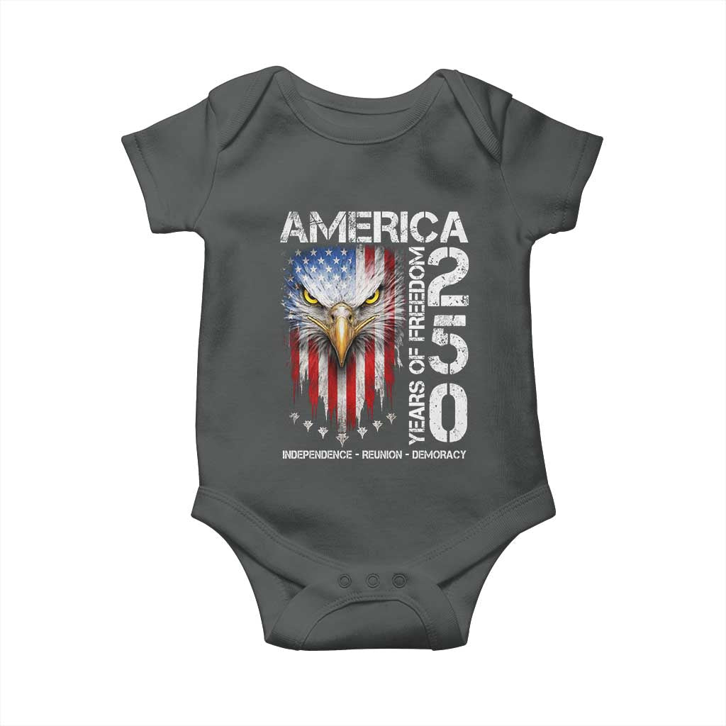 America 250 Years Of Freedom Baby Onesie USA Anniversary Bald Eagle Patriotic Jets TS11 Dark Heather Print Your Wear