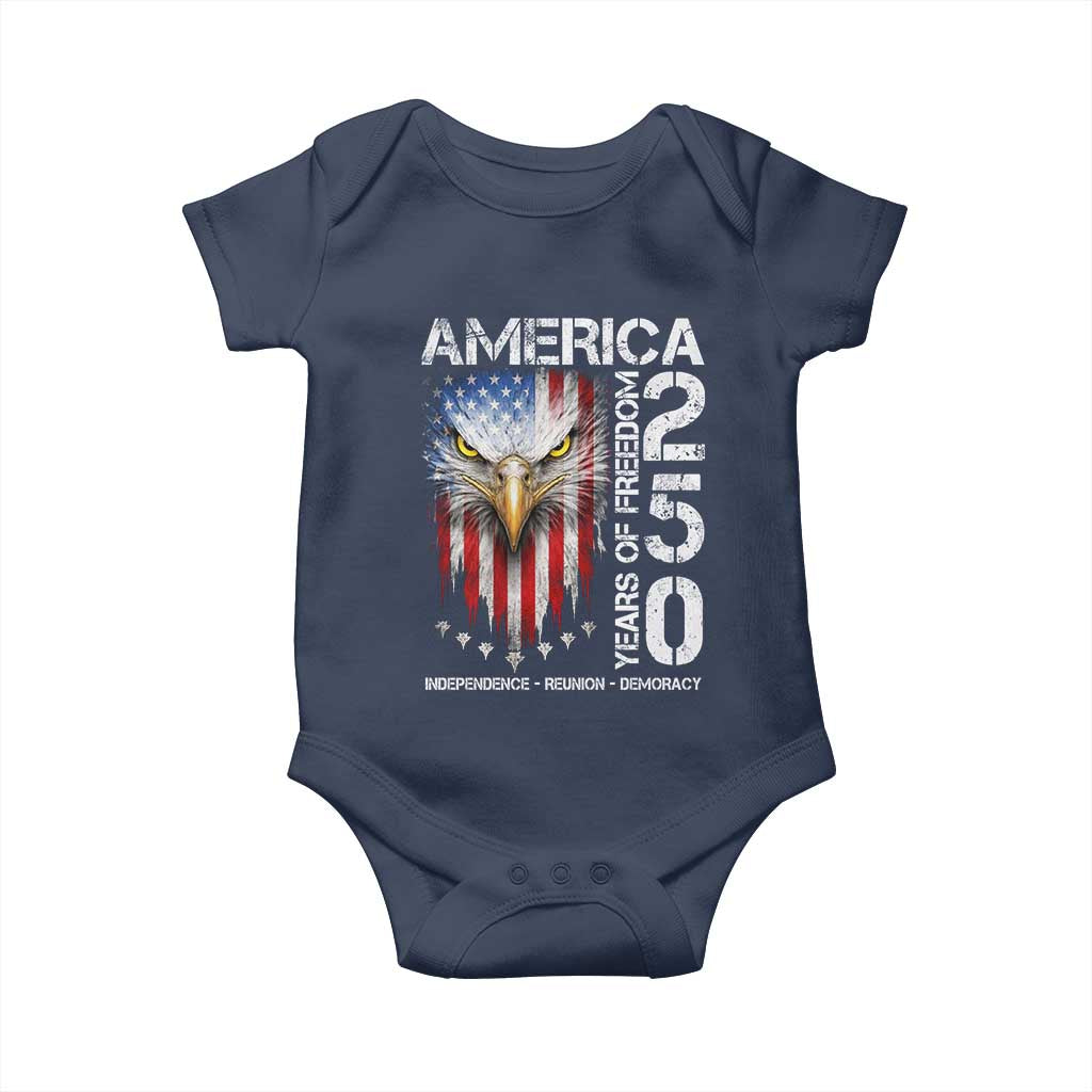 America 250 Years Of Freedom Baby Onesie USA Anniversary Bald Eagle Patriotic Jets TS11 Navy Print Your Wear
