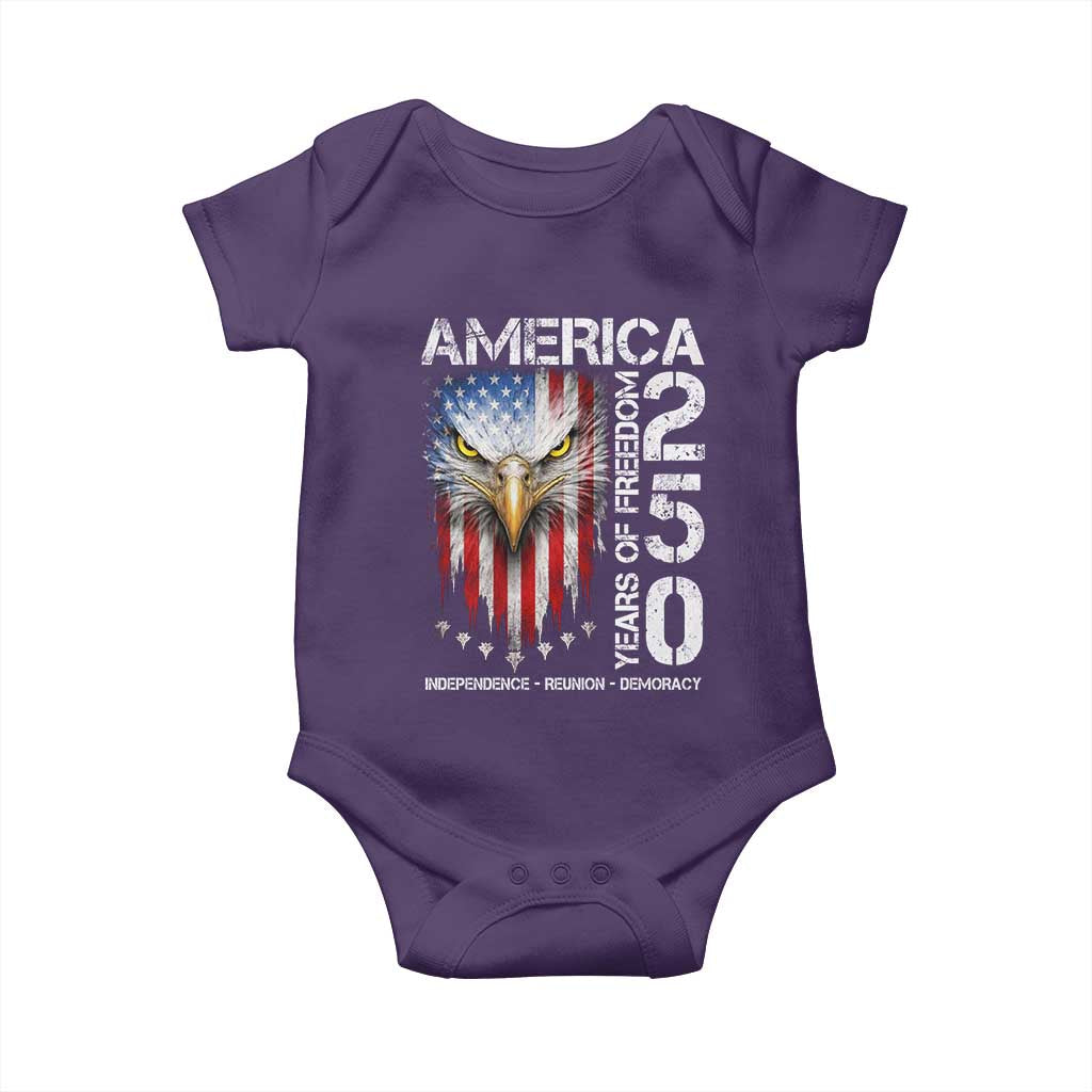 America 250 Years Of Freedom Baby Onesie USA Anniversary Bald Eagle Patriotic Jets TS11 Purple Print Your Wear