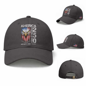 America 250 Years Of Freedom Baseball Cap USA Anniversary Bald Eagle Patriotic Jets TS11 Baseball Cap Universal Fit Dark Gray Print Your Wear
