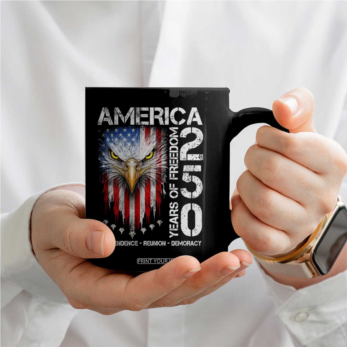 America 250 Years Of Freedom Coffee Mug USA Anniversary Bald Eagle Patriotic Jets TS11 Print Your Wear