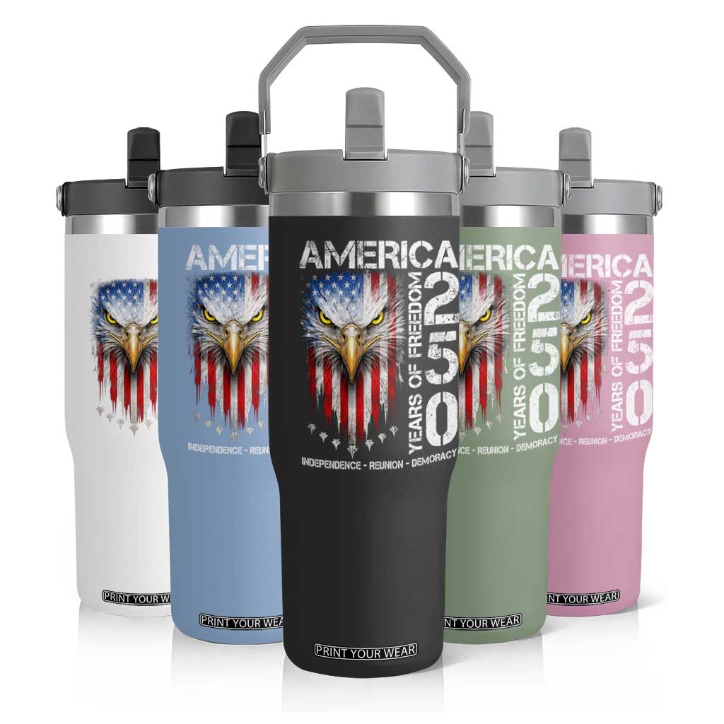 America 250 Years Of Freedom Flip Straw Tumbler USA Anniversary Bald Eagle Patriotic Jets TS11 Print Your Wear