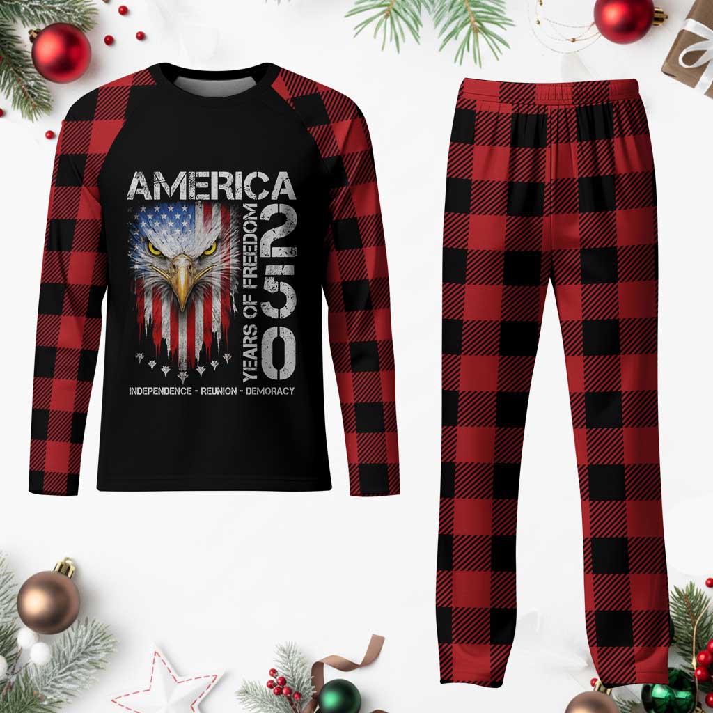 America 250 Years Of Freedom Plaid Pajama Set USA Anniversary Bald Eagle Patriotic Jets TS11 Buffalo Plaid Print Your Wear