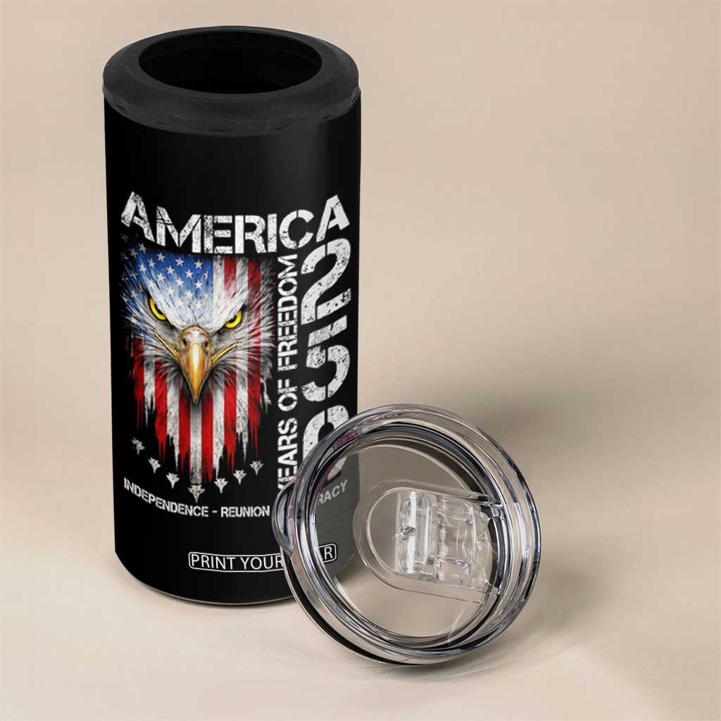 America 250 Years Of Freedom 4 in 1 Can Cooler Tumbler USA Anniversary Bald Eagle Patriotic Jets TS11 Print Your Wear