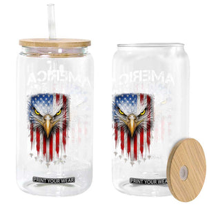 America 250 Years Of Freedom Glass Can USA Anniversary Bald Eagle Patriotic Jets TS11 Print Your Wear
