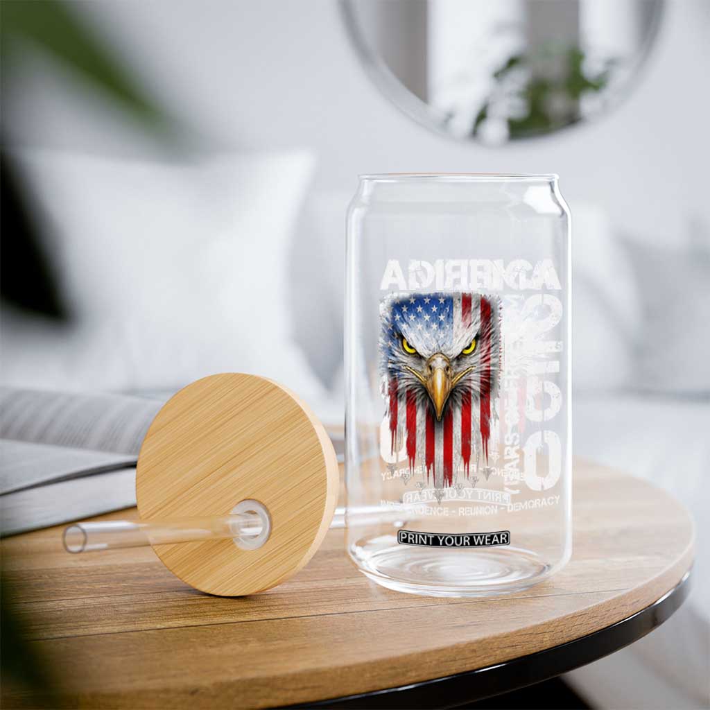 America 250 Years Of Freedom Glass Can USA Anniversary Bald Eagle Patriotic Jets TS11 Print Your Wear