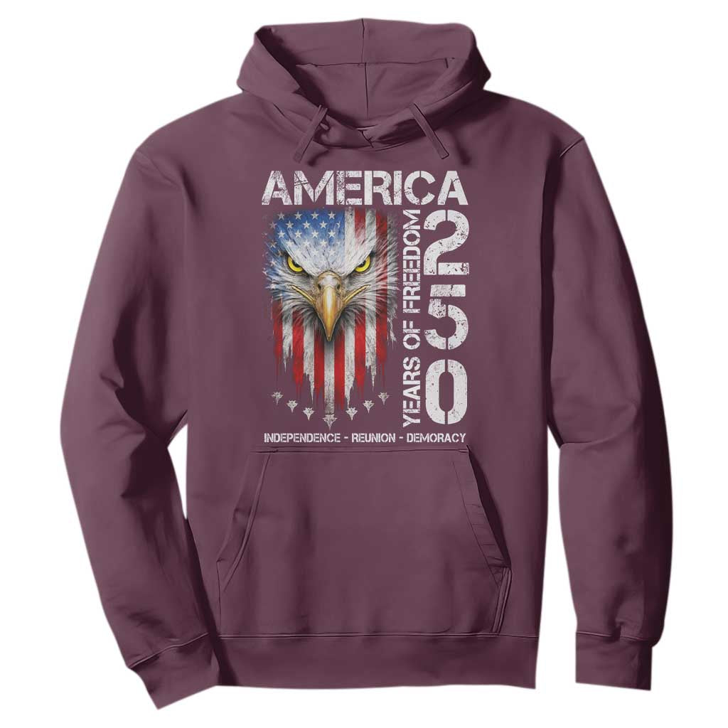 America 250 Years Of Freedom Hoodie USA Anniversary Bald Eagle Patriotic Jets TS11 Maroon Print Your Wear