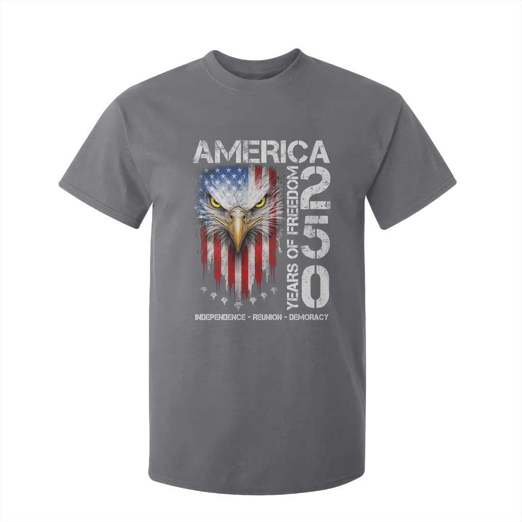 America 250 Years Of Freedom T Shirt For Kid USA Anniversary Bald Eagle Patriotic Jets TS11 Charcoal Print Your Wear