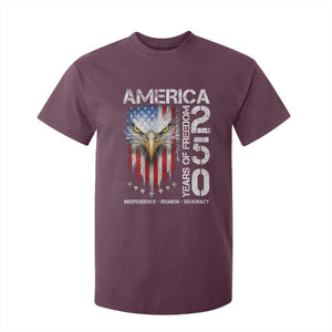 America 250 Years Of Freedom T Shirt For Kid USA Anniversary Bald Eagle Patriotic Jets TS11 Maroon Print Your Wear