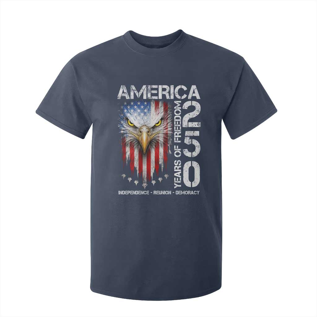 America 250 Years Of Freedom T Shirt For Kid USA Anniversary Bald Eagle Patriotic Jets TS11 Navy Print Your Wear