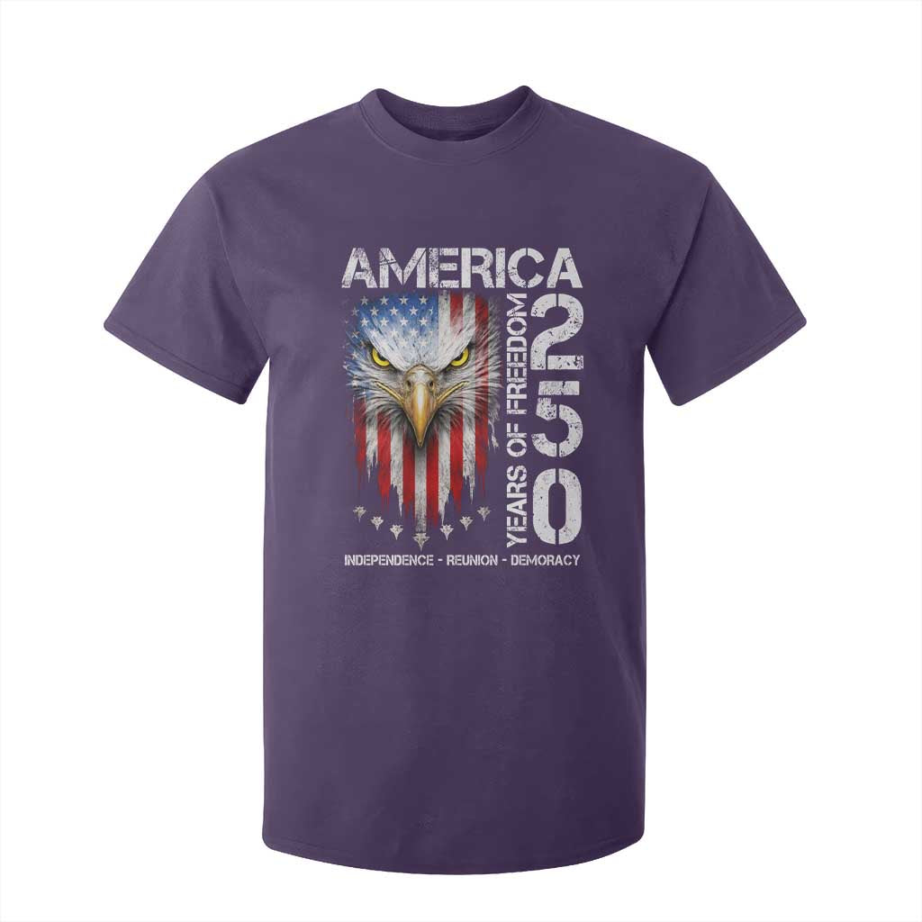 America 250 Years Of Freedom T Shirt For Kid USA Anniversary Bald Eagle Patriotic Jets TS11 Purple Print Your Wear