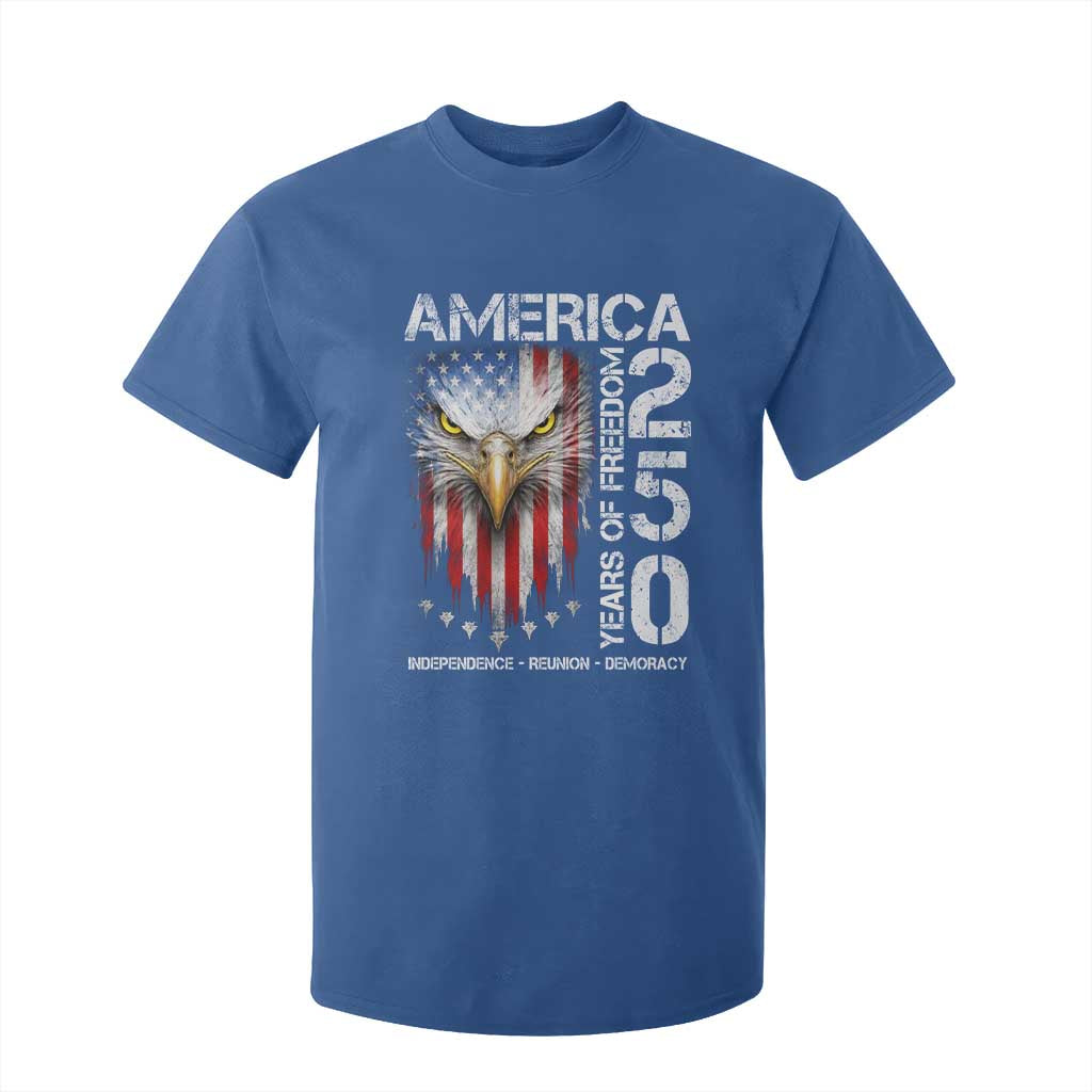 America 250 Years Of Freedom T Shirt For Kid USA Anniversary Bald Eagle Patriotic Jets TS11 Royal Blue Print Your Wear