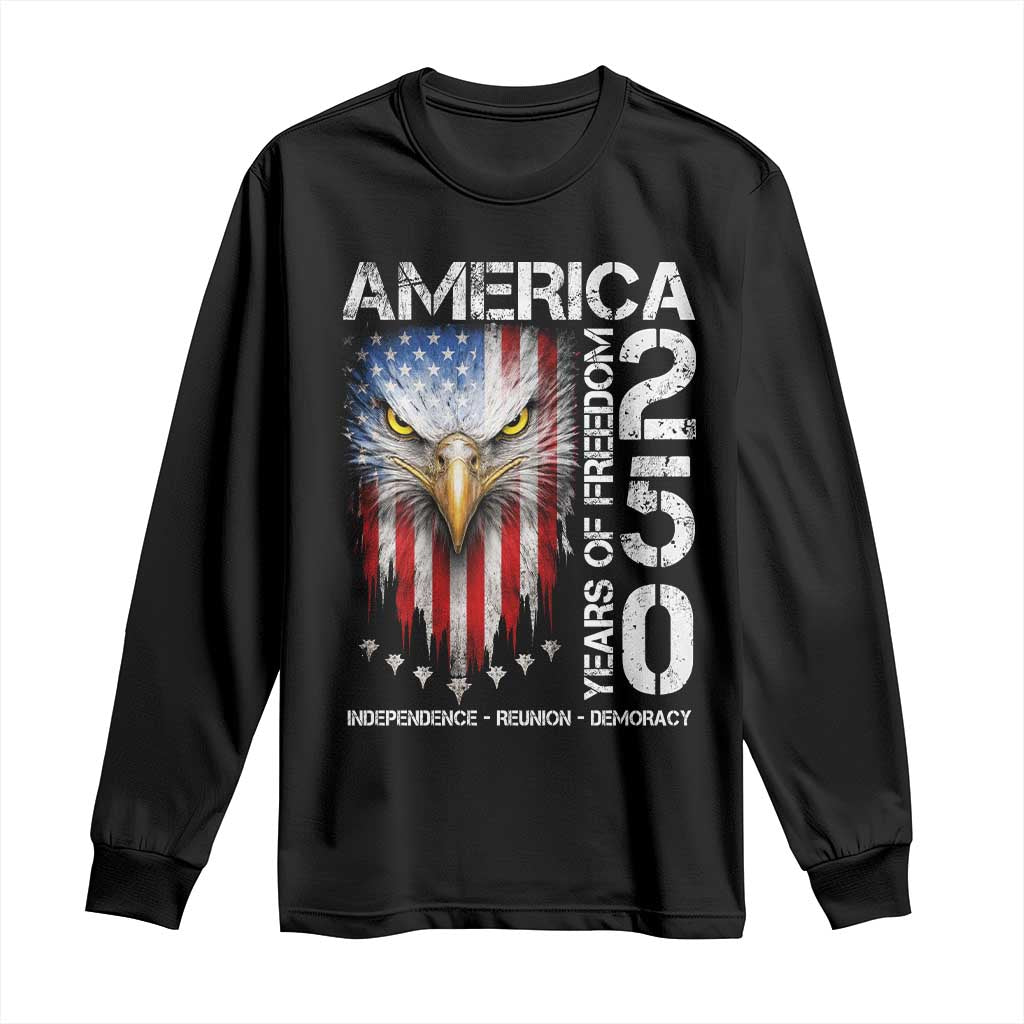 America 250 Years Of Freedom Long Sleeve Shirt USA Anniversary Bald Eagle Patriotic Jets TS11 Black Print Your Wear