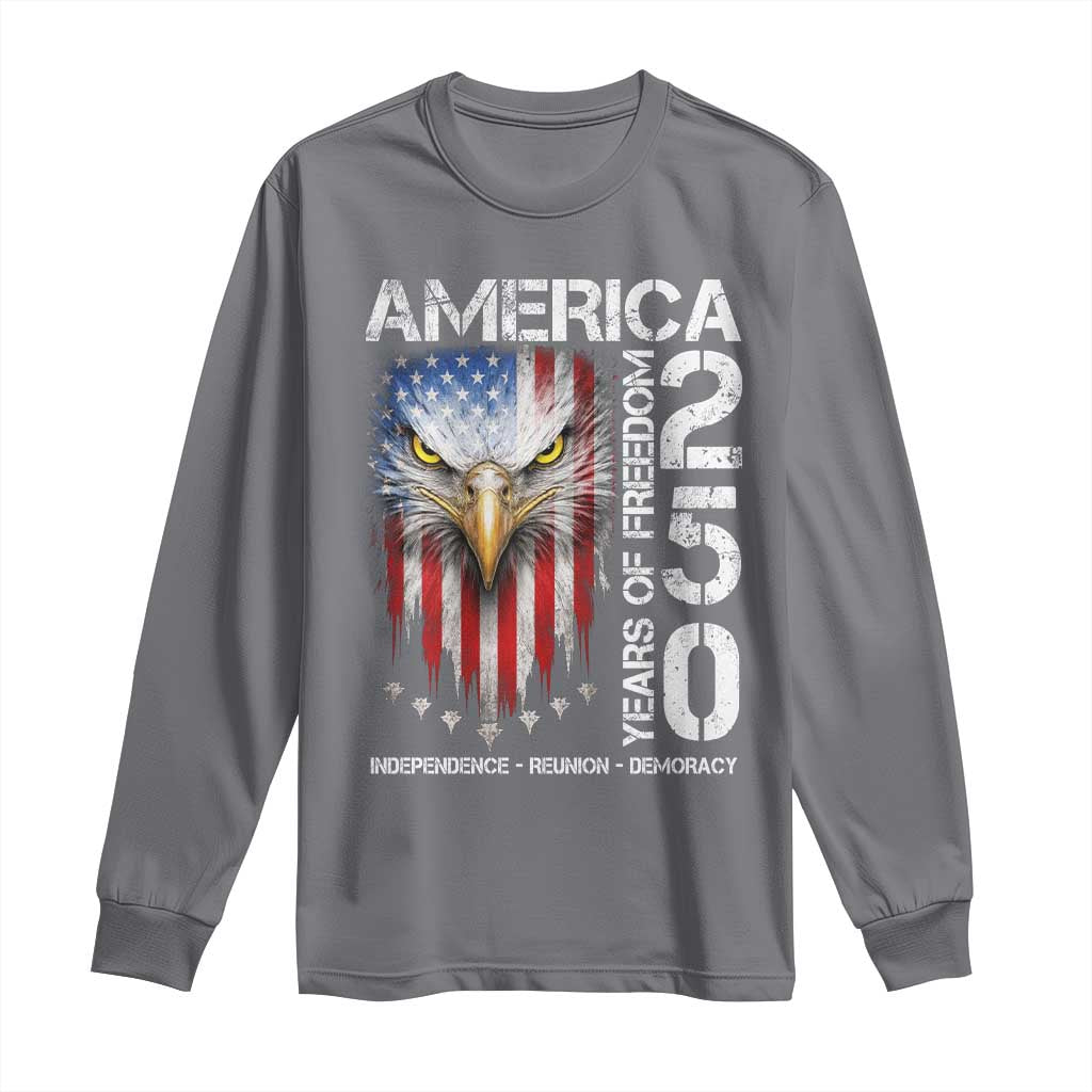 America 250 Years Of Freedom Long Sleeve Shirt USA Anniversary Bald Eagle Patriotic Jets TS11 Charcoal Print Your Wear