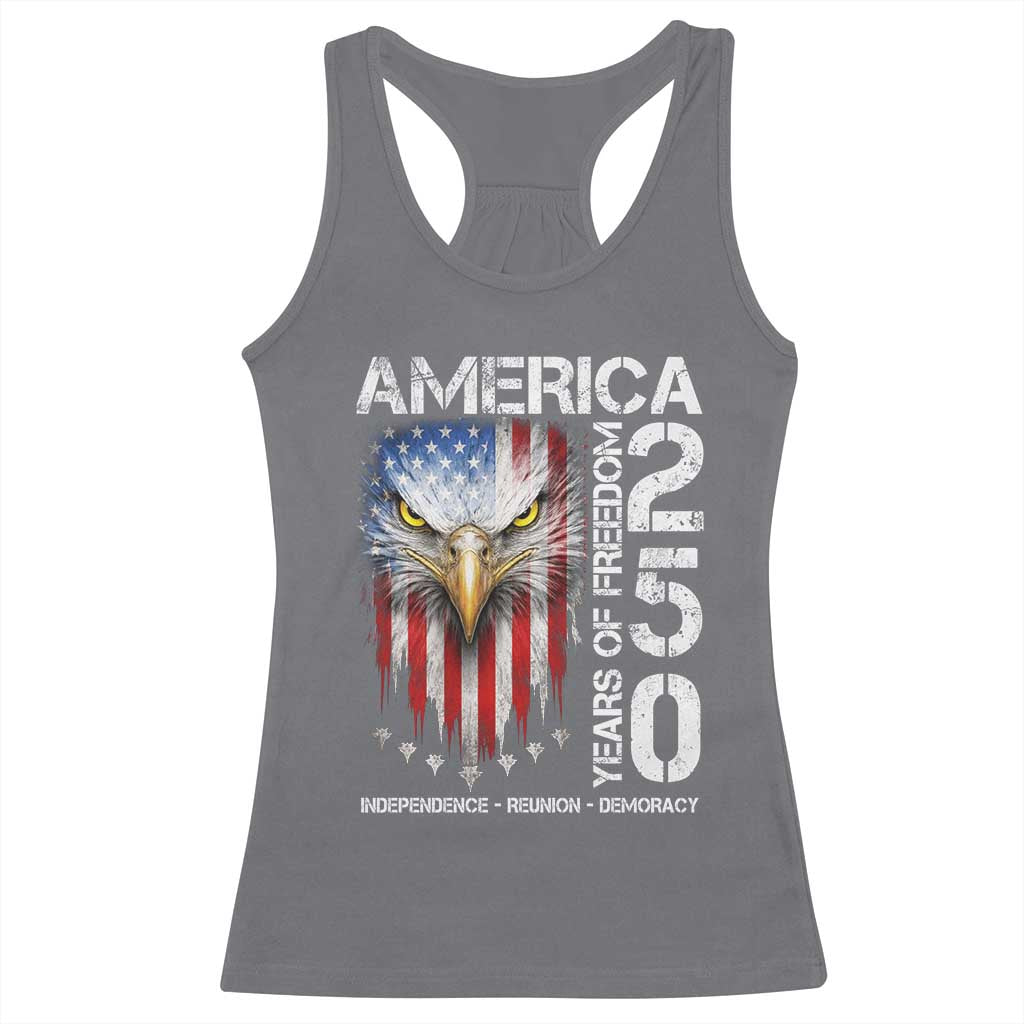 America 250 Years Of Freedom Racerback Tank Top USA Anniversary Bald Eagle Patriotic Jets TS11 Charcoal Print Your Wear