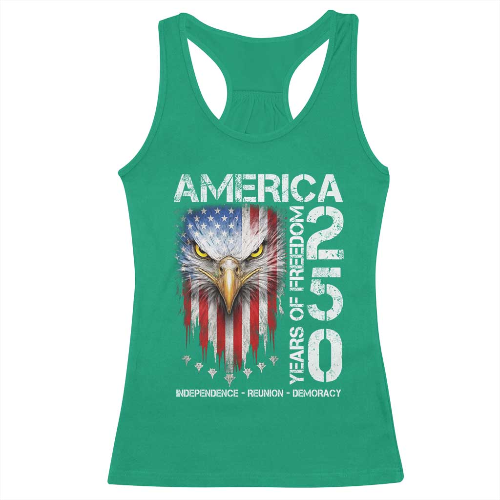 America 250 Years Of Freedom Racerback Tank Top USA Anniversary Bald Eagle Patriotic Jets TS11 Irish Green Print Your Wear