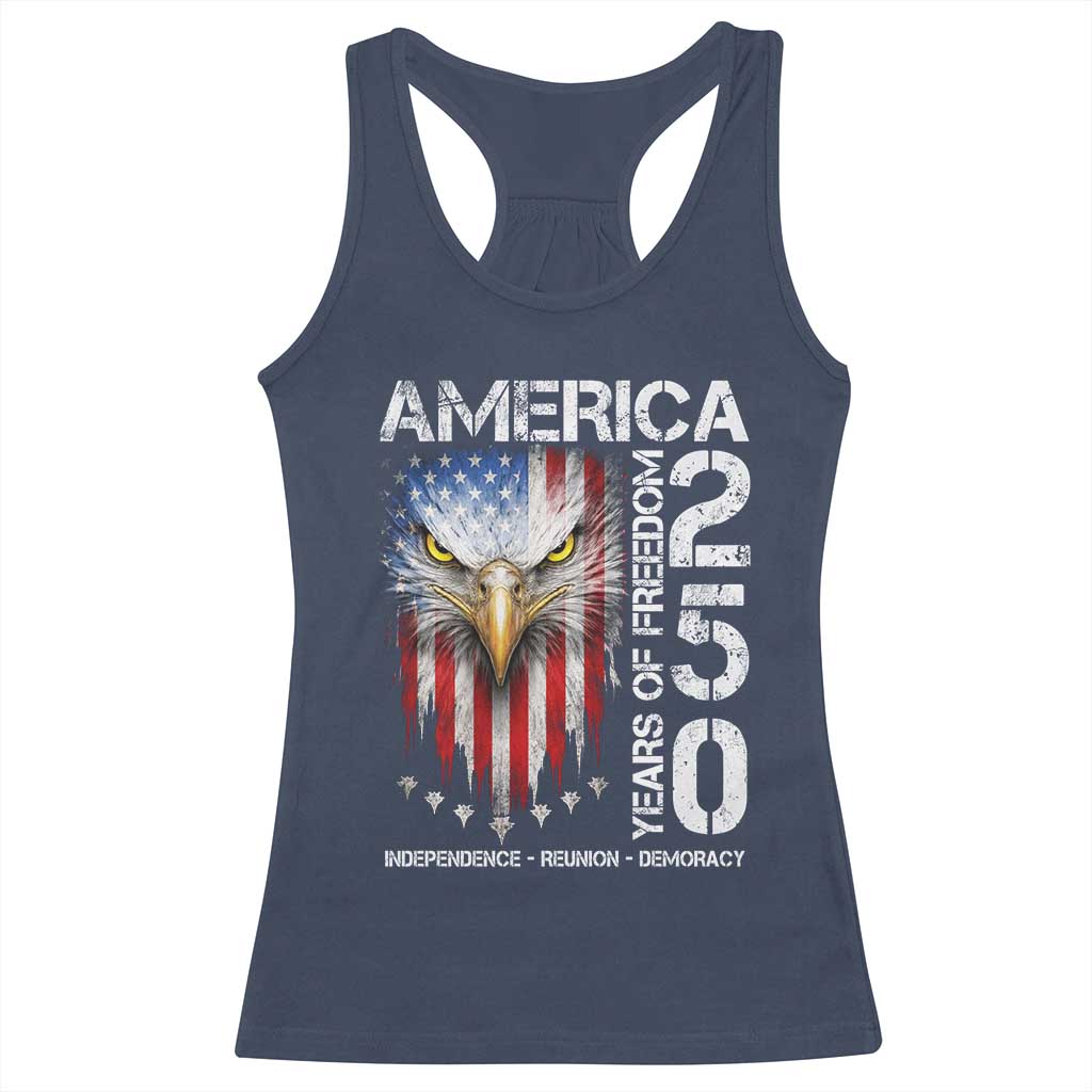 America 250 Years Of Freedom Racerback Tank Top USA Anniversary Bald Eagle Patriotic Jets TS11 Navy Print Your Wear