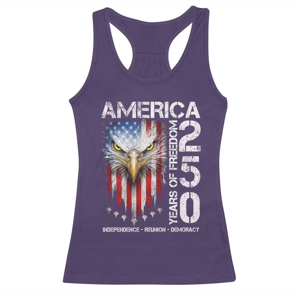 America 250 Years Of Freedom Racerback Tank Top USA Anniversary Bald Eagle Patriotic Jets TS11 Purple Print Your Wear