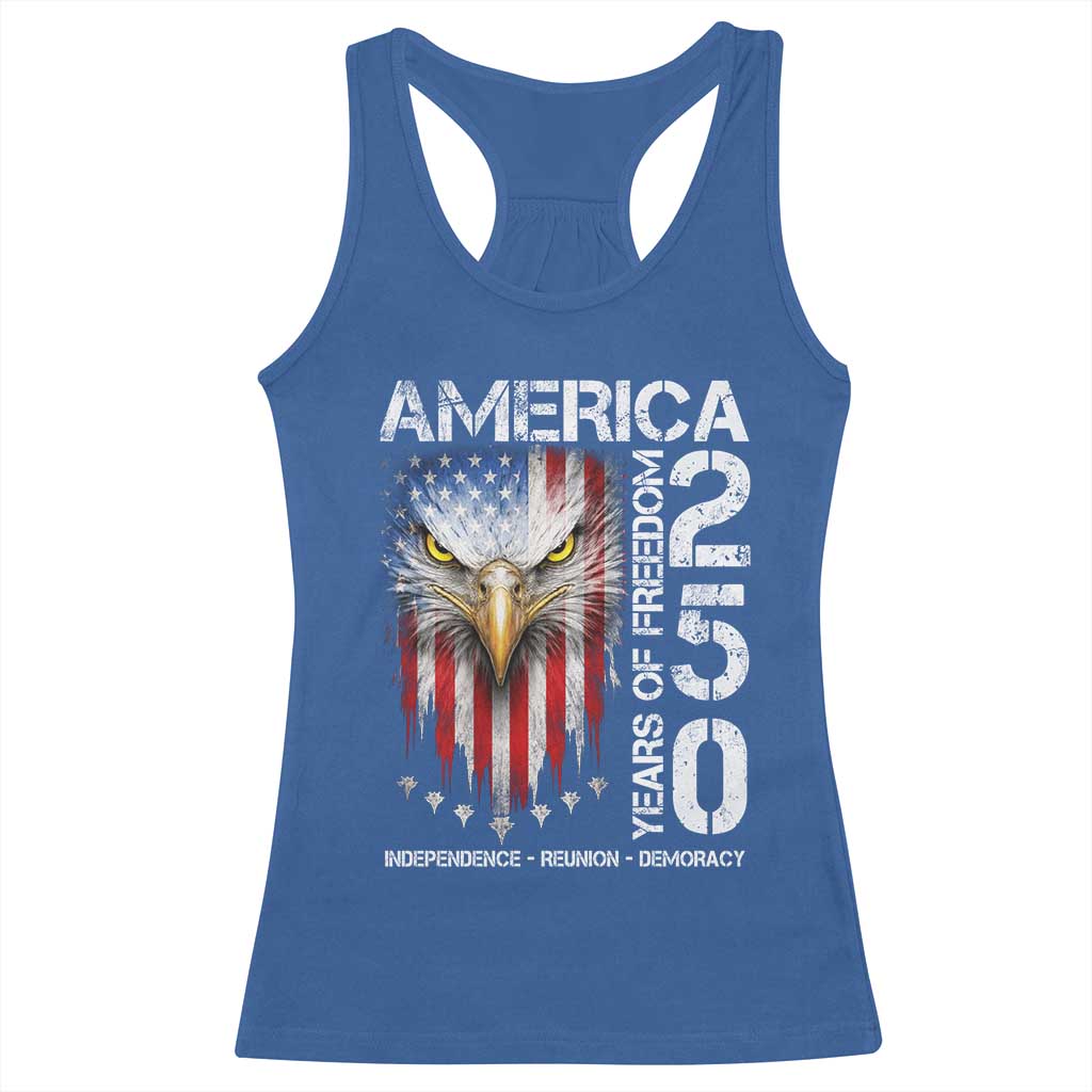 America 250 Years Of Freedom Racerback Tank Top USA Anniversary Bald Eagle Patriotic Jets TS11 Royal Blue Print Your Wear