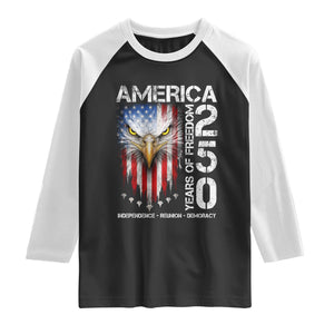 America 250 Years Of Freedom Raglan Shirt USA Anniversary Bald Eagle Patriotic Jets TS11 Black White Print Your Wear