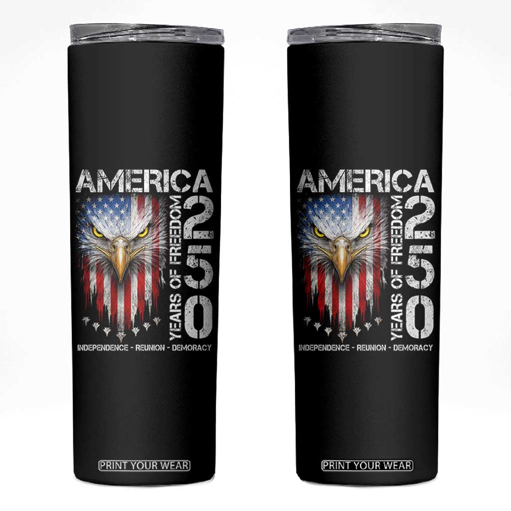 America 250 Years Of Freedom Skinny Tumbler USA Anniversary Bald Eagle Patriotic Jets TS11 Black Print Your Wear