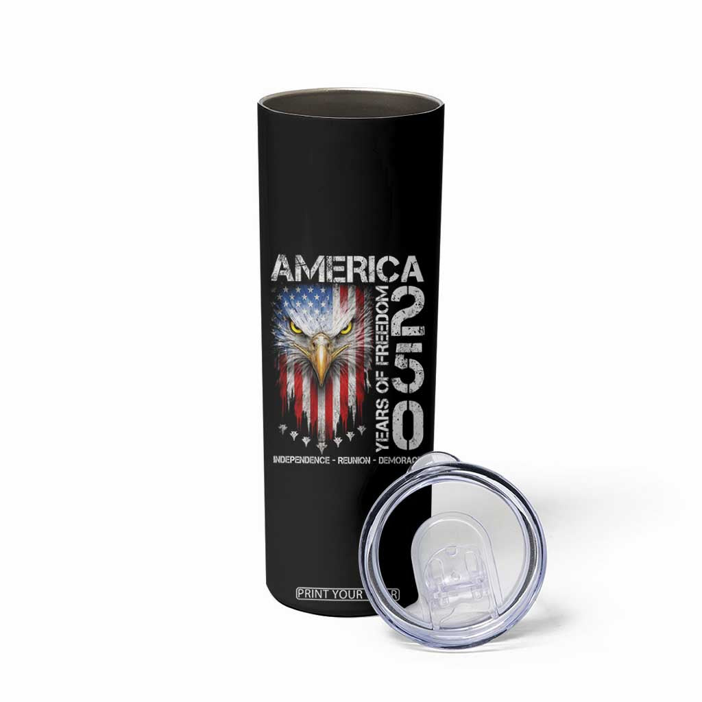 America 250 Years Of Freedom Skinny Tumbler USA Anniversary Bald Eagle Patriotic Jets TS11 Print Your Wear
