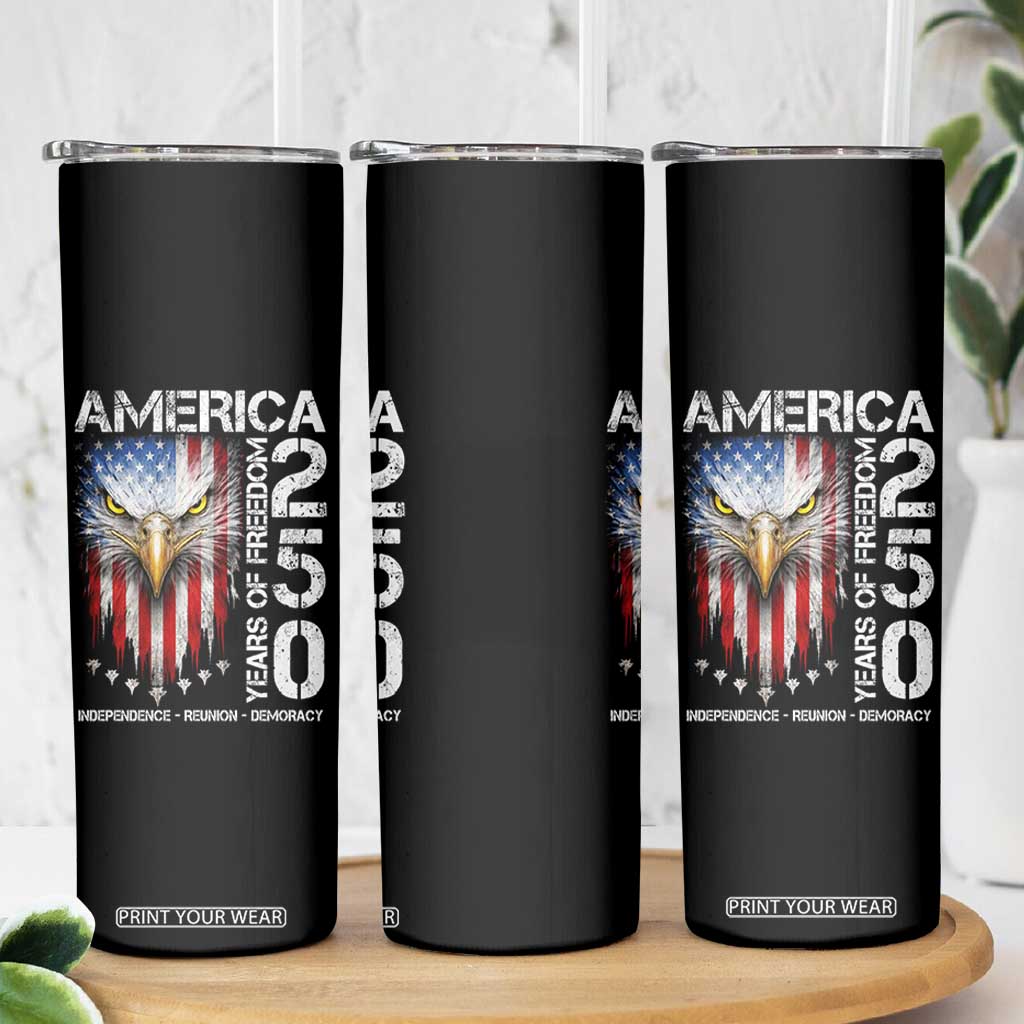 America 250 Years Of Freedom Skinny Tumbler USA Anniversary Bald Eagle Patriotic Jets TS11 Print Your Wear