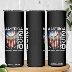 America 250 Years Of Freedom Skinny Tumbler USA Anniversary Bald Eagle Patriotic Jets TS11 Print Your Wear
