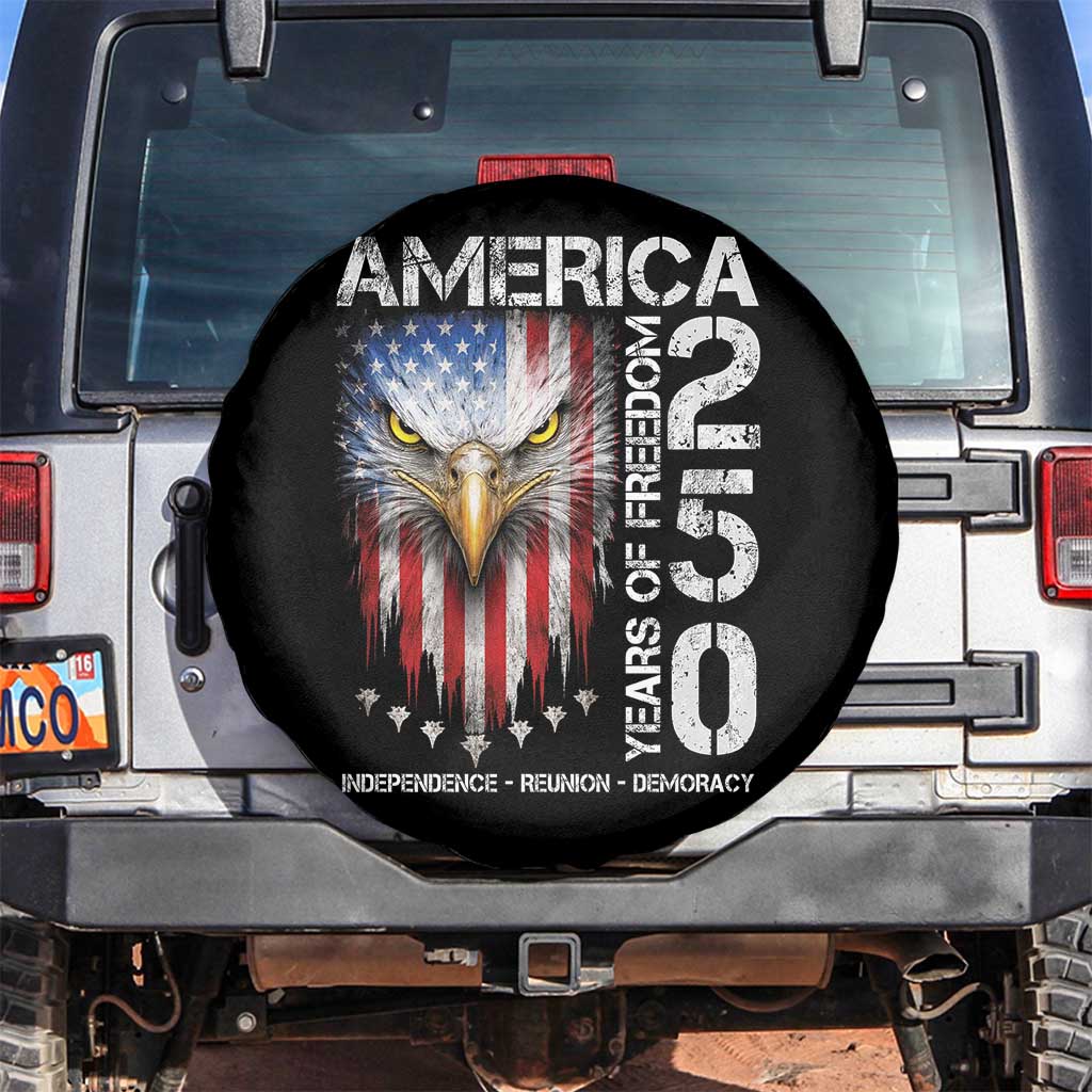 America 250 Years Of Freedom Spare Tire Cover USA Anniversary Bald Eagle Patriotic Jets TS11 No hole Black Print Your Wear