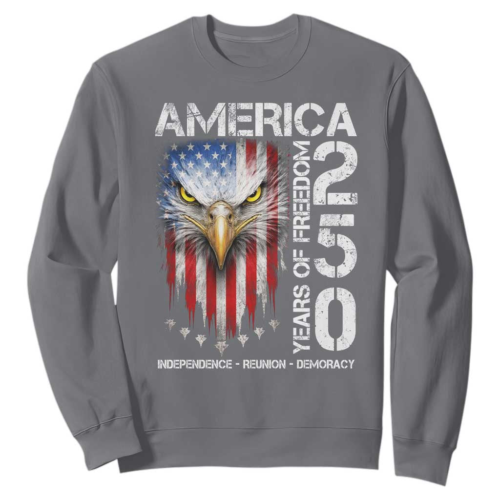 America 250 Years Of Freedom Sweatshirt USA Anniversary Bald Eagle Patriotic Jets TS11 Charcoal Print Your Wear