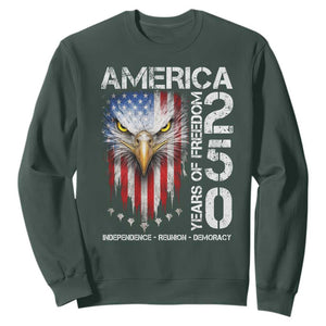 America 250 Years Of Freedom Sweatshirt USA Anniversary Bald Eagle Patriotic Jets TS11 Dark Forest Green Print Your Wear