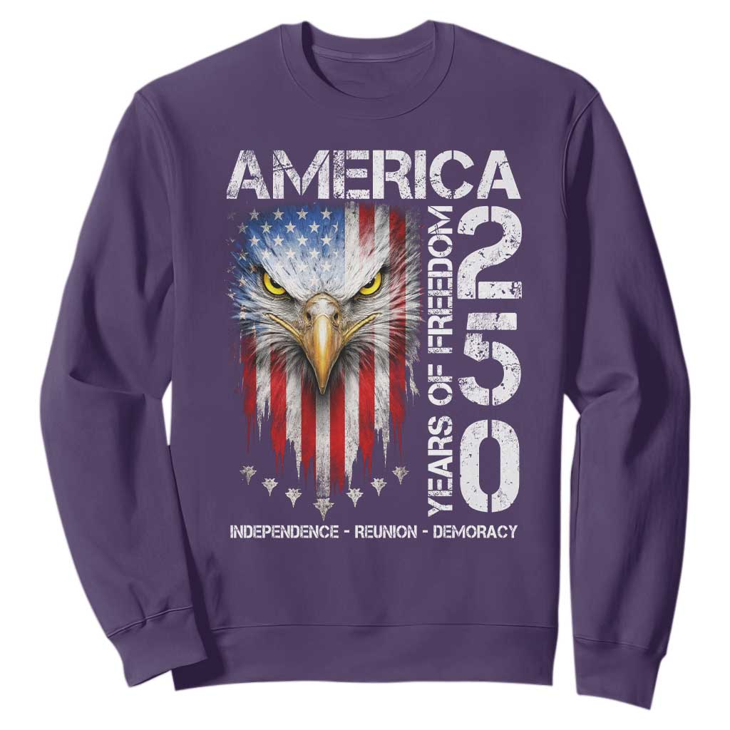 America 250 Years Of Freedom Sweatshirt USA Anniversary Bald Eagle Patriotic Jets TS11 Purple Print Your Wear