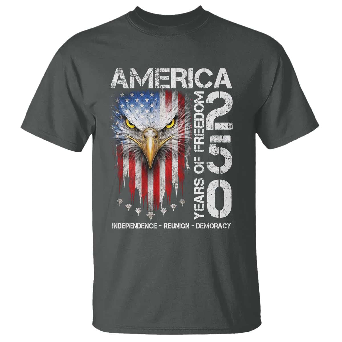 America 250 Years Of Freedom T Shirt USA Anniversary Bald Eagle Patriotic Jets TS11 Dark Heather Print Your Wear