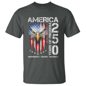 America 250 Years Of Freedom T Shirt USA Anniversary Bald Eagle Patriotic Jets TS11 Dark Heather Print Your Wear