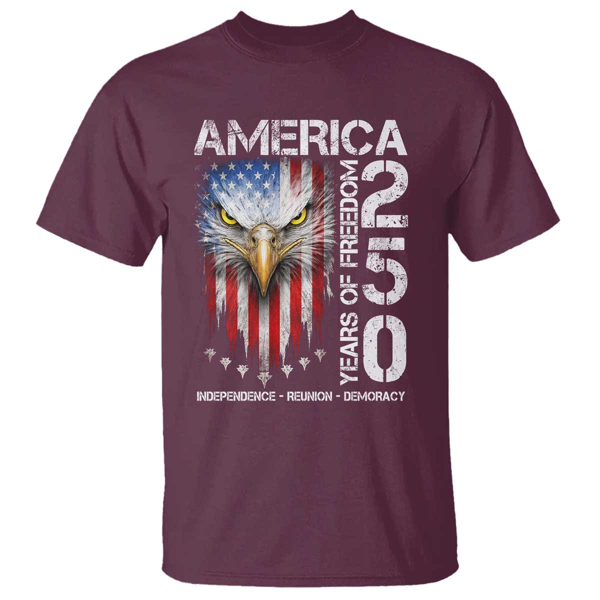 America 250 Years Of Freedom T Shirt USA Anniversary Bald Eagle Patriotic Jets TS11 Maroon Print Your Wear