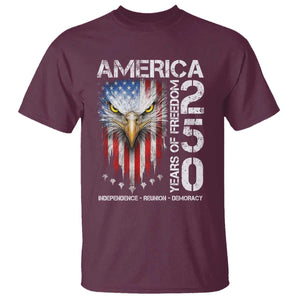 America 250 Years Of Freedom T Shirt USA Anniversary Bald Eagle Patriotic Jets TS11 Maroon Print Your Wear