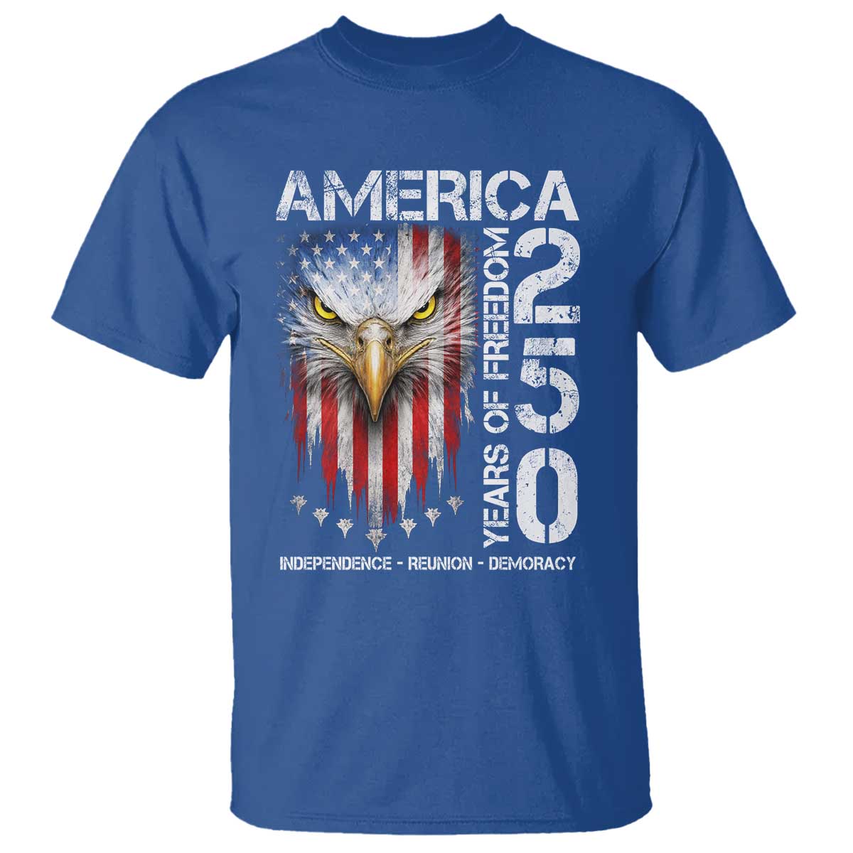 America 250 Years Of Freedom T Shirt USA Anniversary Bald Eagle Patriotic Jets TS11 Royal Blue Print Your Wear