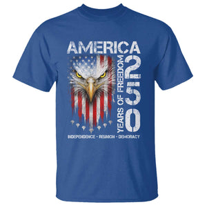 America 250 Years Of Freedom T Shirt USA Anniversary Bald Eagle Patriotic Jets TS11 Royal Blue Print Your Wear