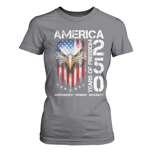 America 250 Years Of Freedom T Shirt For Women USA Anniversary Bald Eagle Patriotic Jets TS11 Charcoal Print Your Wear