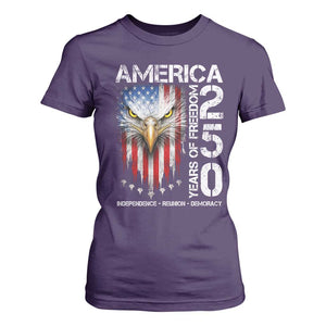 America 250 Years Of Freedom T Shirt For Women USA Anniversary Bald Eagle Patriotic Jets TS11 Purple Print Your Wear