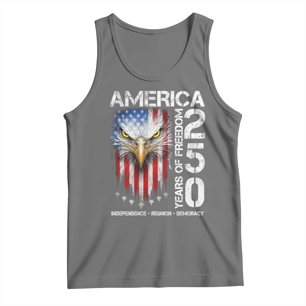 America 250 Years Of Freedom Tank Top USA Anniversary Bald Eagle Patriotic Jets TS11 Black Heather Print Your Wear