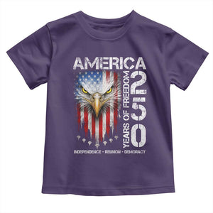 America 250 Years Of Freedom Toddler T Shirt USA Anniversary Bald Eagle Patriotic Jets TS11 Purple Print Your Wear