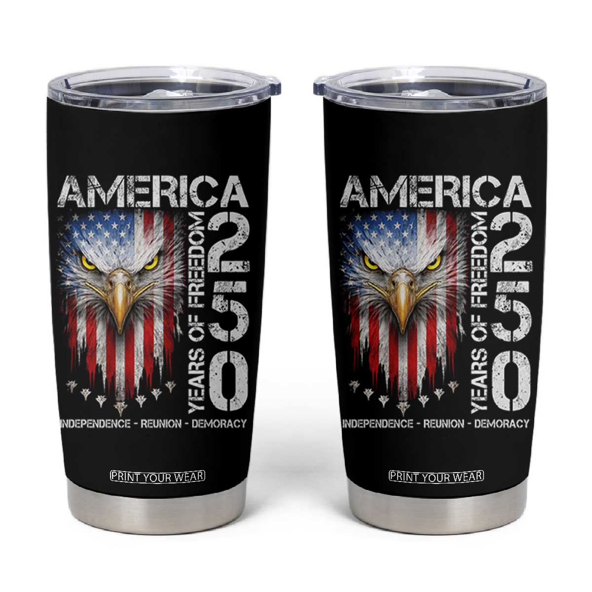 America 250 Years Of Freedom Tumbler Cup USA Anniversary Bald Eagle Patriotic Jets TS11 Black Print Your Wear