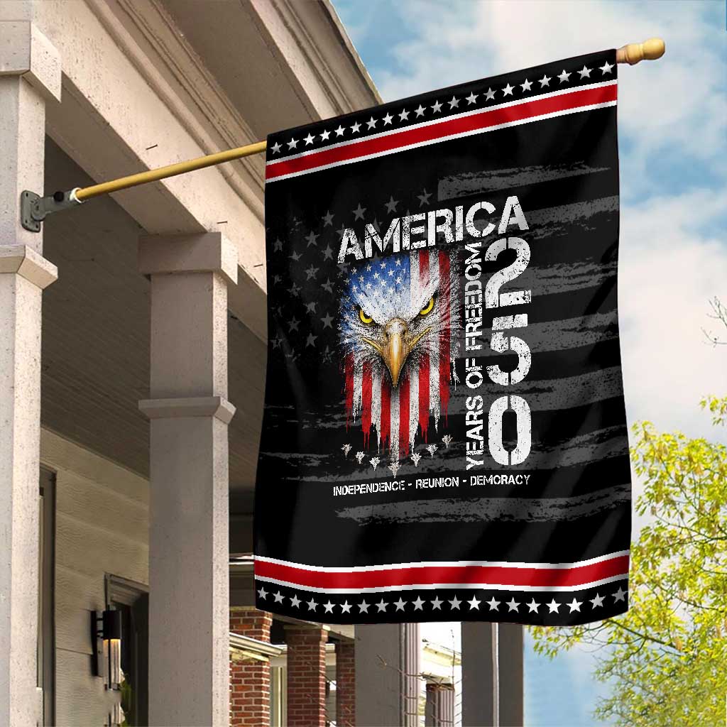 America 250 Years Of Freedom Patriotic Garden Flag USA Anniversary Bald Eagle Patriotic Jets TS11 Distressed Black Red Print Your Wear