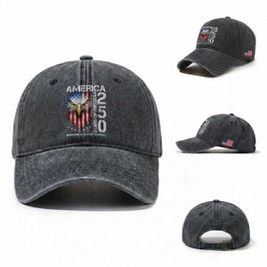 America 250 Years Of Freedom Washed Cotton Baseball Cap USA Anniversary Bald Eagle Patriotic Jets TS11 Washed Cap Universal Fit Dark Gray Print Your Wear