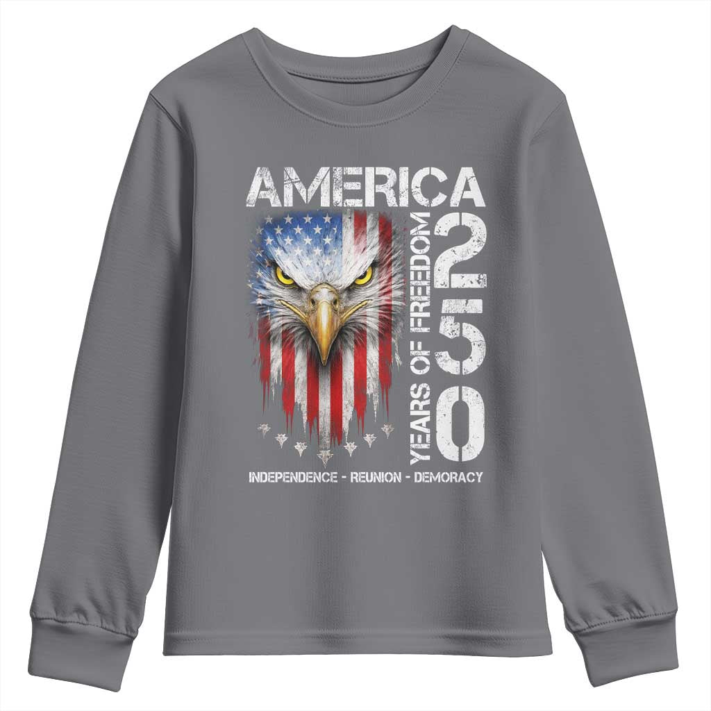America 250 Years Of Freedom Youth Sweatshirt USA Anniversary Bald Eagle Patriotic Jets TS11 Charcoal Print Your Wear