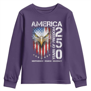America 250 Years Of Freedom Youth Sweatshirt USA Anniversary Bald Eagle Patriotic Jets TS11 Purple Print Your Wear