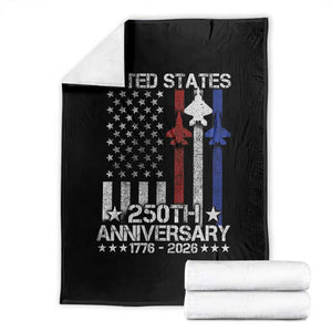 USA 250th Anniversary Throw Blanket Vintage American Flag Jets Semiquincentennial TS11 Black Print Your Wear